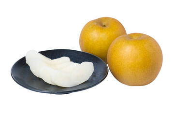 透明背景の切り分けられた梨の写真 赤梨 新甘泉