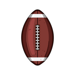 touchdown american football ball cartoon. lace leather, brown footbal, stadium silhouette touchdown american football ball sign. isolated symbol vector illustration