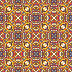 Ethnic Floral Seamless Pattern With Mandalas