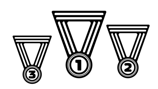 medal award silhouette, A set of medals for first, second and third place