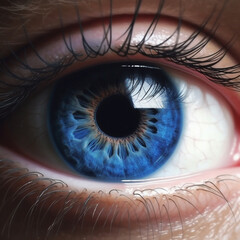 Ai generative image of close up of human eye.