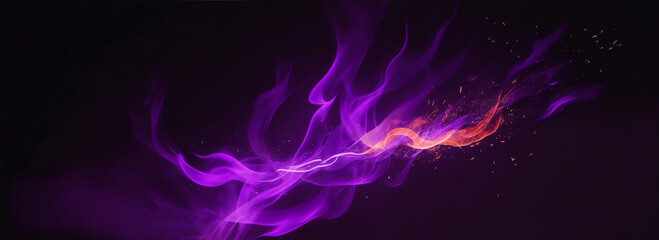 Speed motion concept with purple fire ember sparks on a dark background from Generative AI