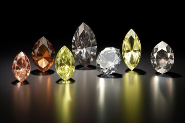 selection of various shaped polished diamonds