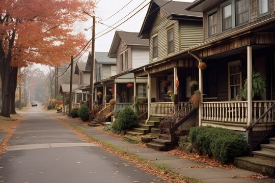 Row Of Houses With Multiple Deliveries On Front Porches