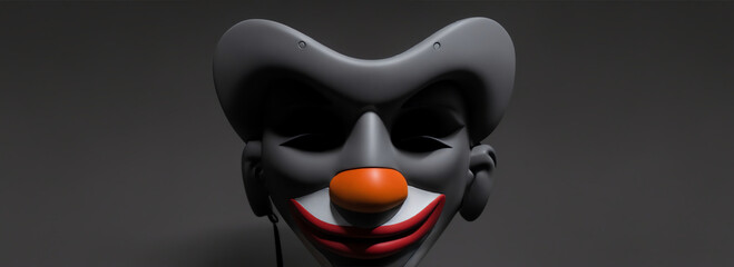 Clown mask in plain black background from Generative AI