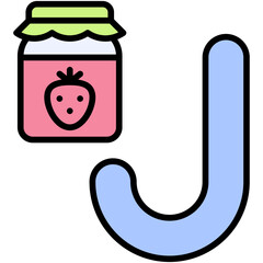 Letter J alphabet with jam vector icon