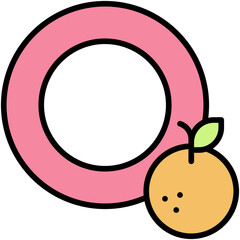 Letter O alphabet with orange vector icon