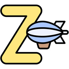 Letter Z alphabet with zeppelin vector icon © lukpedclub