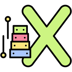 Letter X alphabet with xylophone vector icon