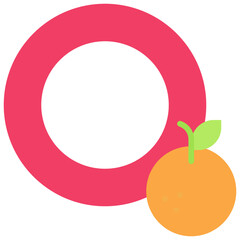 Letter O alphabet with orange vector icon