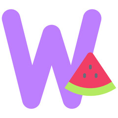 Letter W alphabet with watermelon vector icon