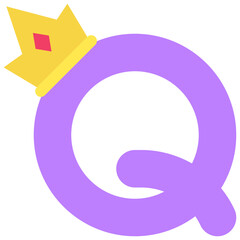 Letter Q alphabet with queen vector icon