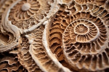 Obraz premium artistic macro shot of ammonite fossil details