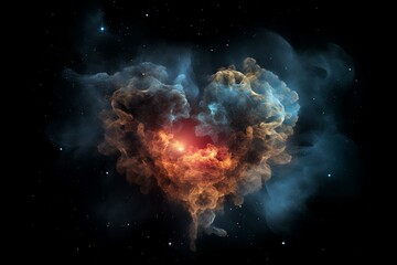 A nebula resembling the shape of a heart in space. Represents love in astrology. Generative AI