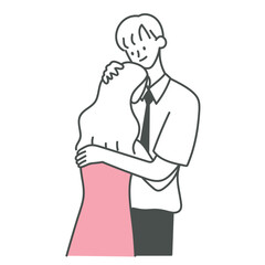 Couple hugging illustration