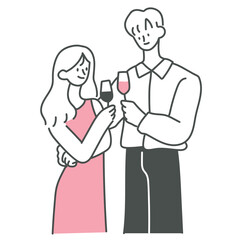 Couple toasting illustration