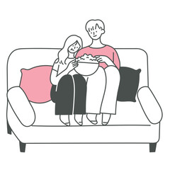Couple watching television illustration