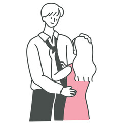 Girlfriend fixing boyfriend's tie illustration