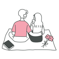 Couple picnic illustration