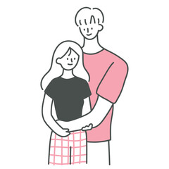 Fototapeta na wymiar Boyfriend hugging girlfriend illustration