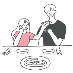 Couple eating illustration