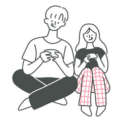 Couple playing game illustration