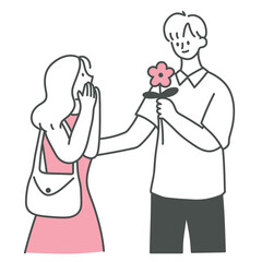 Boyfriend giving flower illustration