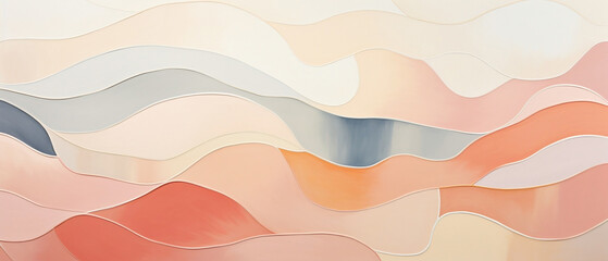 Abstrakcyjne tło w pastelowe fale - obraz na płótnie. Kolory niebieski i pomarańczowy - wzorki