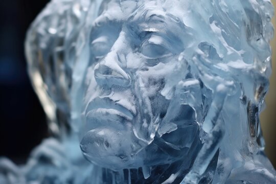 close-up of ice sculpture details melting