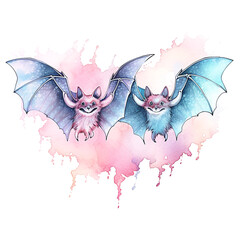 Halloween pastel watercolor cute bat