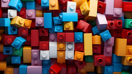 Naklejka premium Vibrant background of colourful building bricks