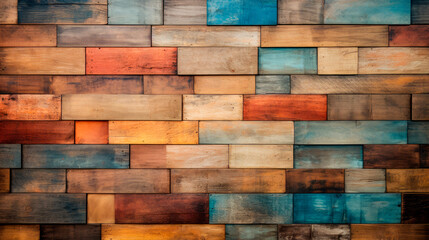 Abstract wooden background from colored tiles