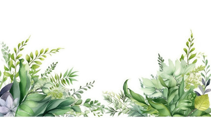 A hand drawn wreath floral border and leaves Generative AI