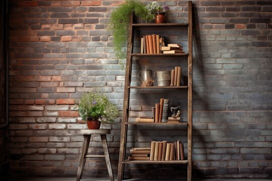 Brick cheap wall bookshelf
