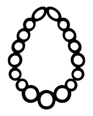 Beads. Hanging ornament made of round beads. Sketch. Vector illustration. Precious pearl product. Outline on isolated background. Coloring book for children. Fashion jewelry. Idea for web design