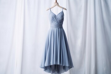 Fototapeta premium Elegant blue dress on mannequin showcasing modern fashion trends in boutique setting, generative ai.