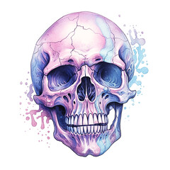 Fototapeta premium Watercolor pastel purple Halloween skull