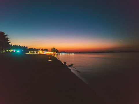 Sunset on the beach promenade.