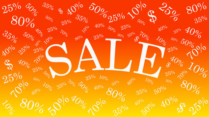 Sale Banner With %. White inscription Sale on a gradient background. Autumn discount banner