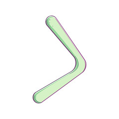 kangaroo boomerang cartoon. plain curve, bumerang sky, outline kangaroo boomerang sign. isolated symbol vector illustration