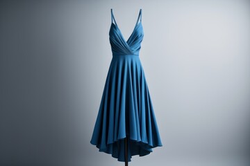 Elegant blue dress on mannequin showcasing modern fashion trends in boutique setting, generative ai.