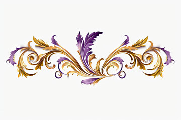 Fototapeta premium A purple and gold border with purple flowers, Generative AI