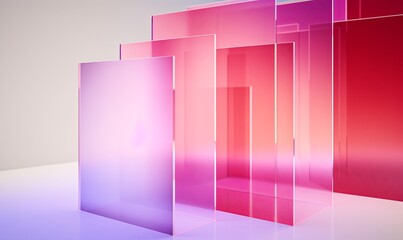 3d rendering. Abstract futuristic wallpaper with sunset or sunrise and glowing neon rectangular portal. Mystical landscape with rocks and reflection in the, Generative AI