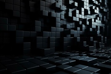 a technology-themed background with a wall constructed from black 3D cubes. Generative AI