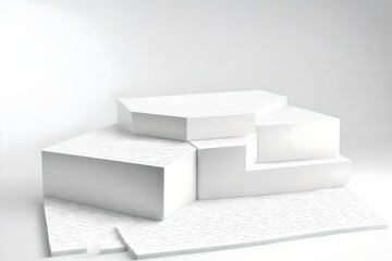 Mosaic rectangular stand. White podium on a white background