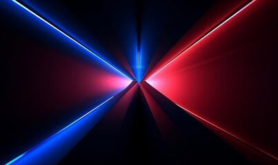 3d render, abstract background with red blue neon light, Generative AI