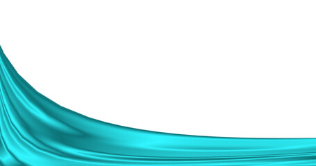 滑らかなドレープの青色のサテン生地が光る抽象的なイラスト素材(背景透過)アルファチャンネル付PNG