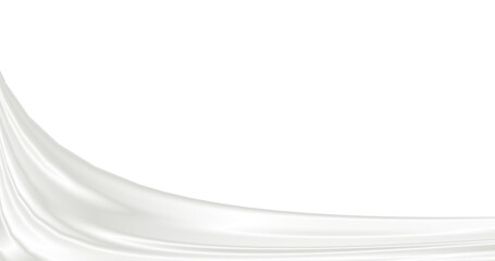 滑らかなドレープの白色のサテン生地が光る抽象的なイラスト素材(背景透過)アルファチャンネル付PNG