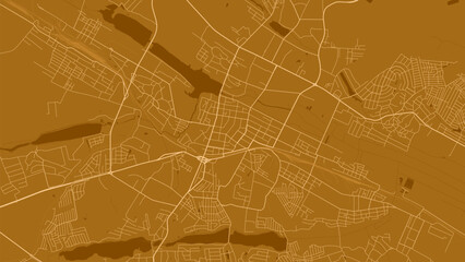 Background Khmelnytskyi map, Ukraine, orange city poster. Vector map with roads and water. Widescreen proportion, flat design roadmap.