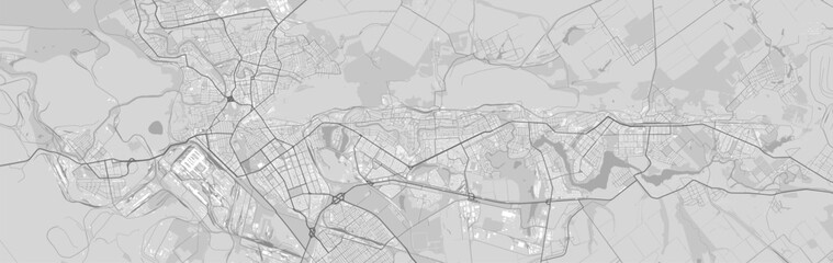 Map of Kryvyi Rih city, Ukraine. Urban black and white poster. Road map with metropolitan city area view.